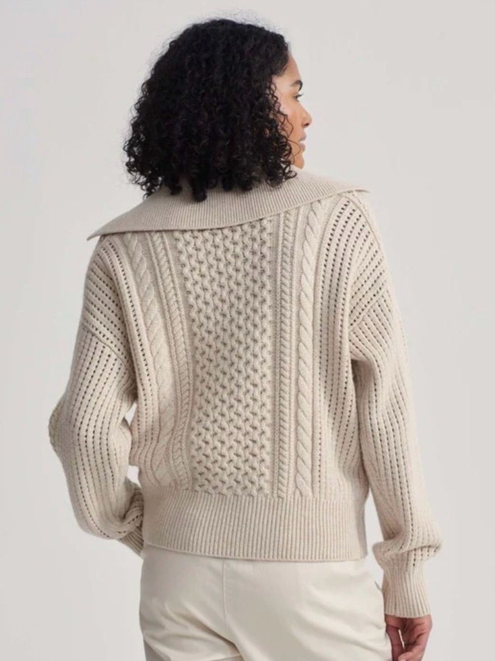 Varley CAMELLO RELAXED CABLE HALF ZIP TRUE KNIT BLEND - Picture 3 of 7